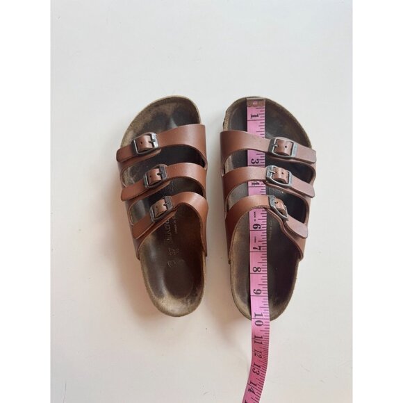 BIRKENSTOCK Florida Habana Brown Leather Triple Strap Slides Sandals, Size 37 - Picture 13 of 16